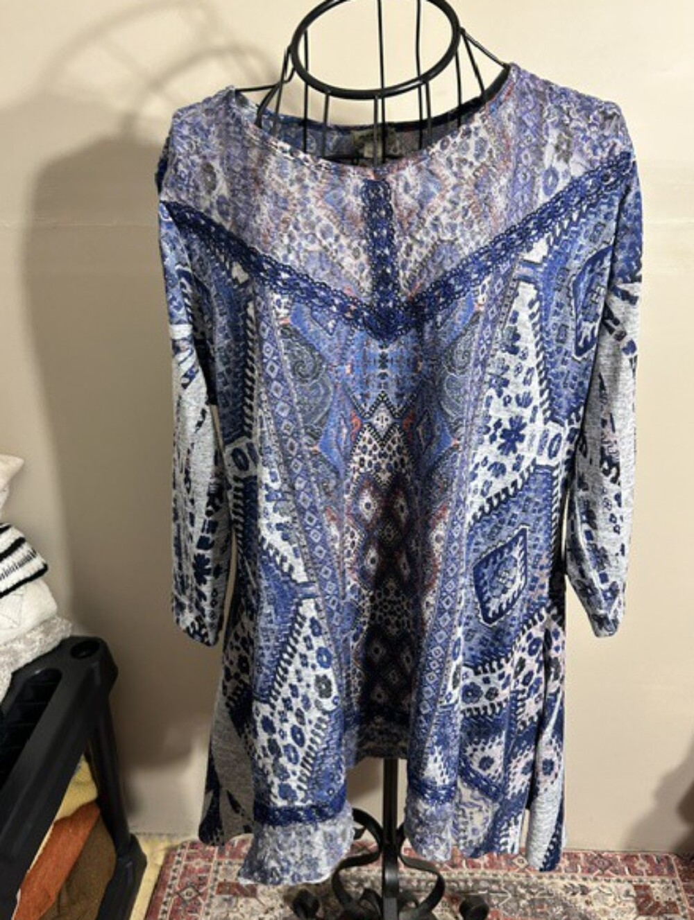 One world light knit tunic size 1x womens casual dress shirt top blouse 1 x lace